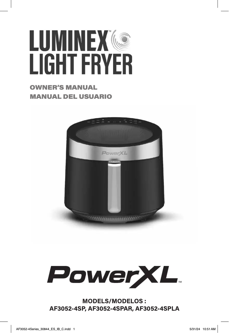 Image de la première page du manuel de l'appareil Luminex Light Fryer AF3052-4SP