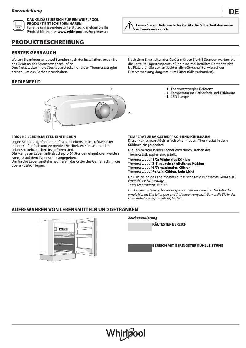 Page n°1 - Manuel utilisateur Whirlpool ARG 913/A+