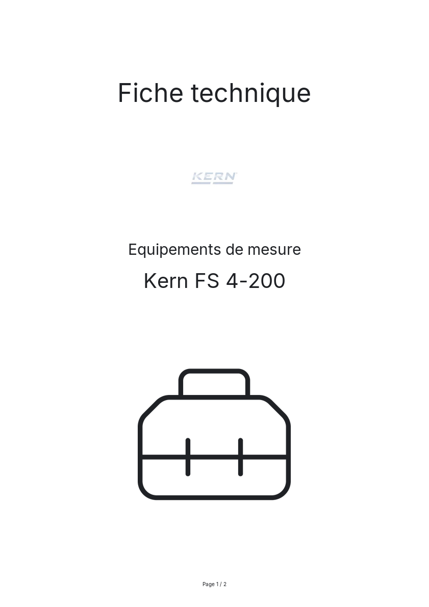 Page n°1 - Fiche technique Kern FS 4-200