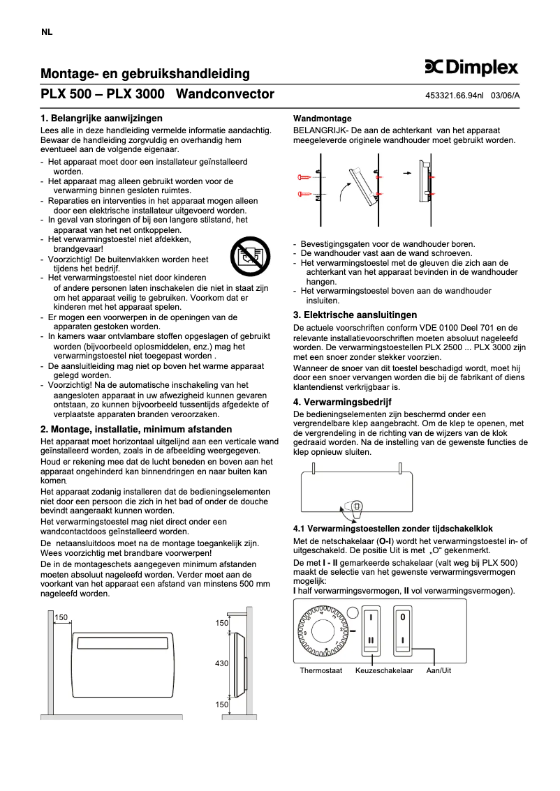 Page 1 de la notice Manuel utilisateur Dimplex PLX 750