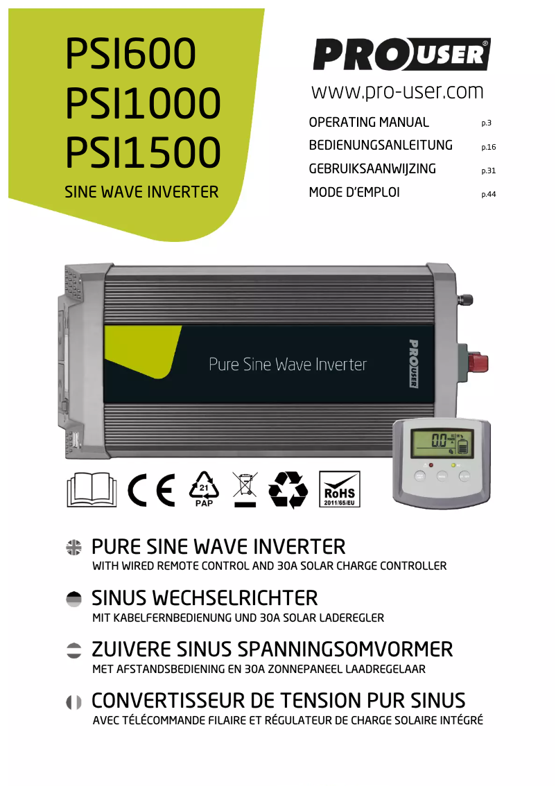 Image de la première page du manuel de l'appareil PSI600