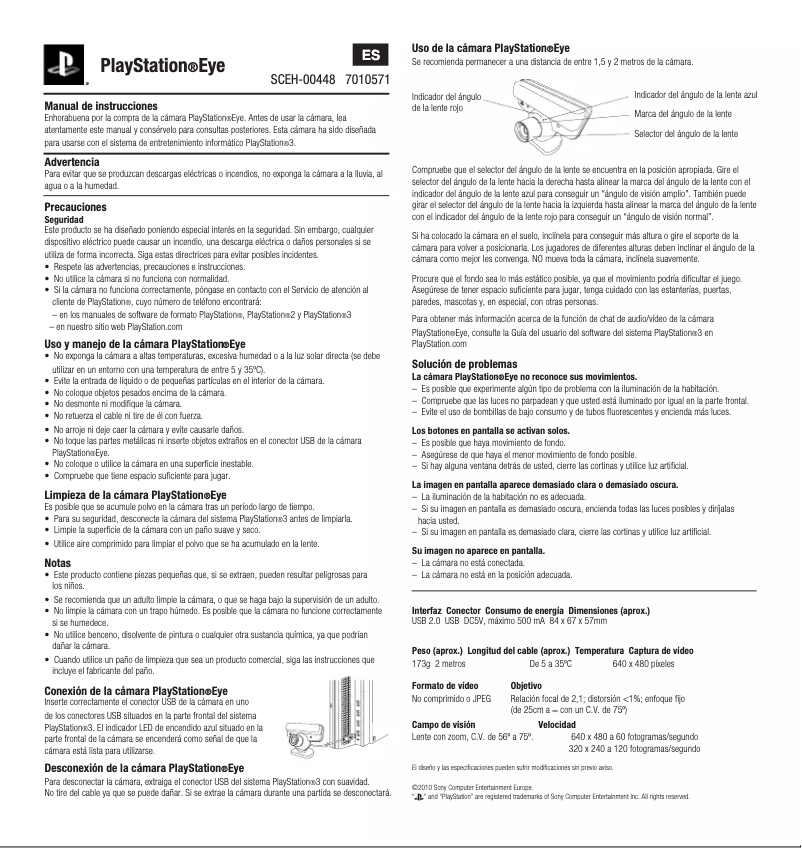 Página 1 del manual Manual de usuario Sony PlayStation Eye