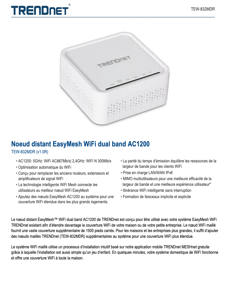 Image de la première page du manuel de l'appareil TEW-832MDR