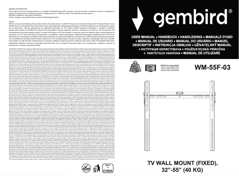 Page n°1 - Manuel utilisateur Gembird WM-55F-03