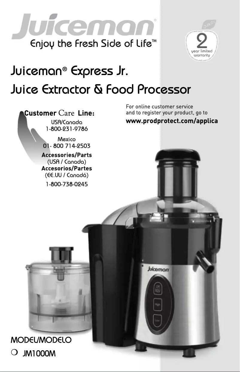 Page n°1 - Manuel utilisateur Juiceman Express Jr. JM1000M
