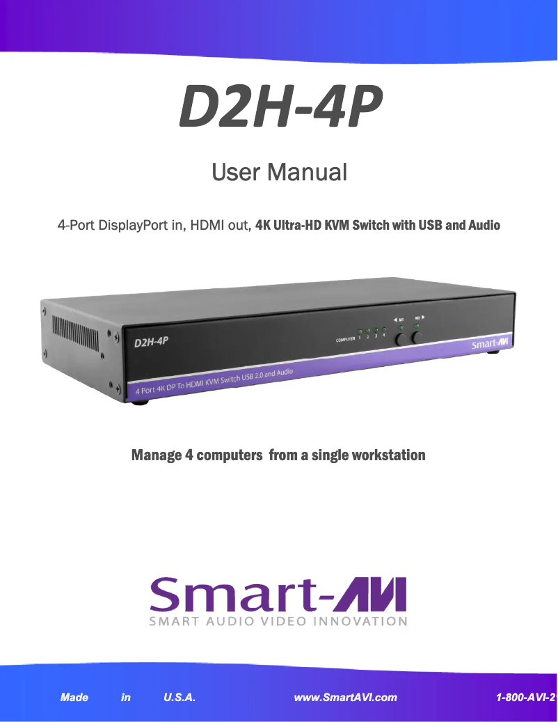 Page 1 de la notice Manuel utilisateur Smart-AVI D2H-4P