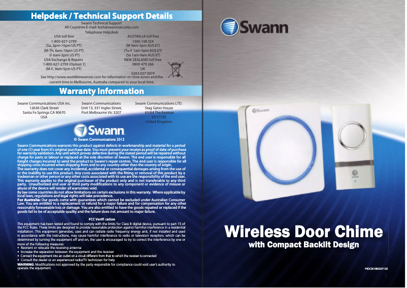Image de la première page du manuel de l'appareil SWHOM-DC810B