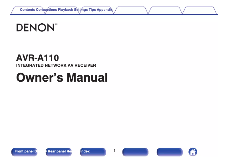 Page n°1 - Manuel utilisateur Denon AVR-A110