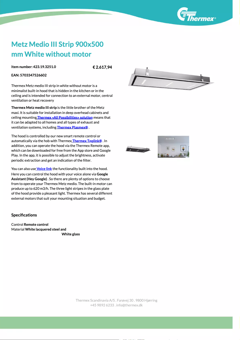 Página 1 del manual Ficha técnica Thermex Metz Medio III Strip