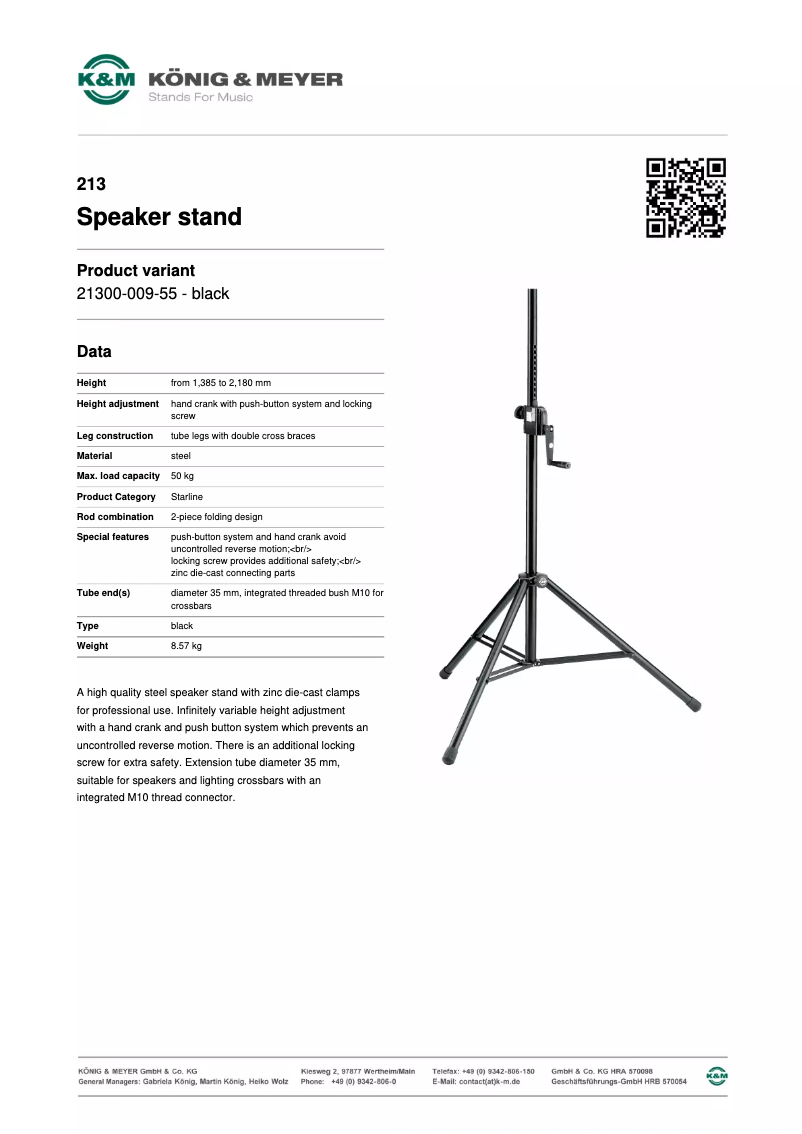 Page 1 de la notice Manuel utilisateur Konig & Meyer 21300