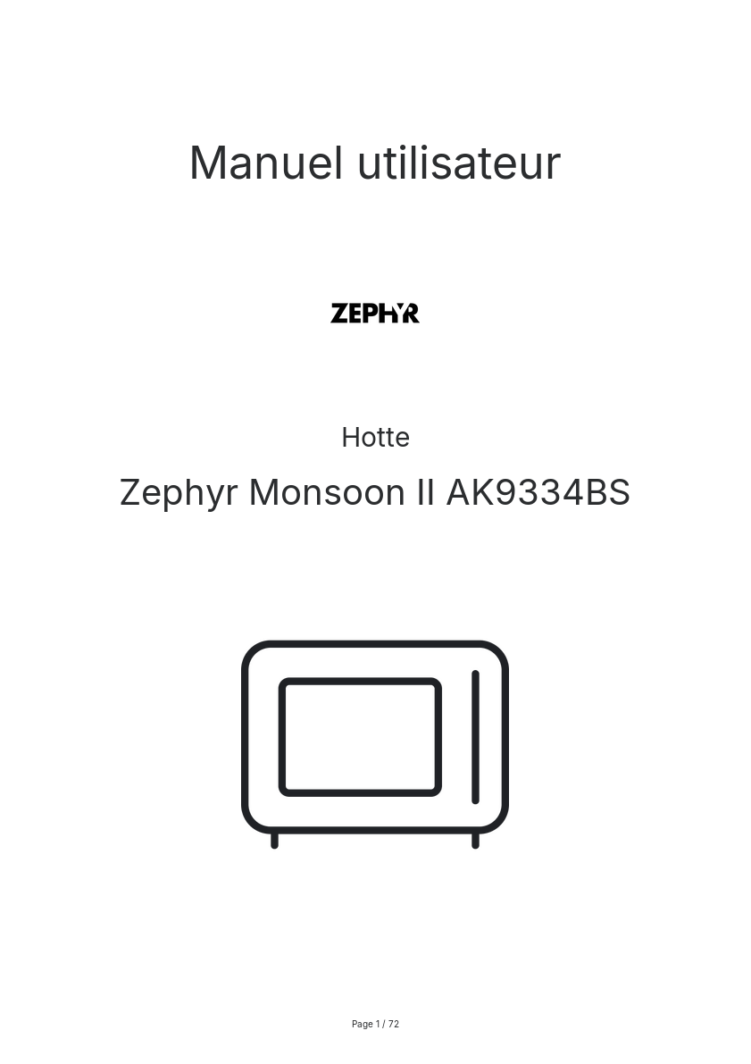 Page n°1 - Manuel utilisateur Zephyr Monsoon II AK9334BS