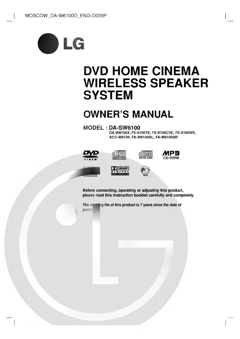 Página 1 del manual Manual de usuario LG DA-W6100X