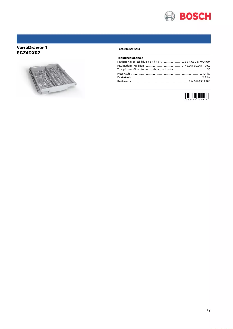 Image de la première page du manuel de l'appareil SGZ4DX02