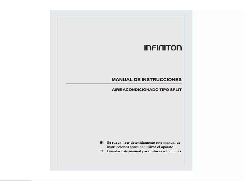 Page n°1 - Manuel utilisateur Infiniton SPLIT-6224NA