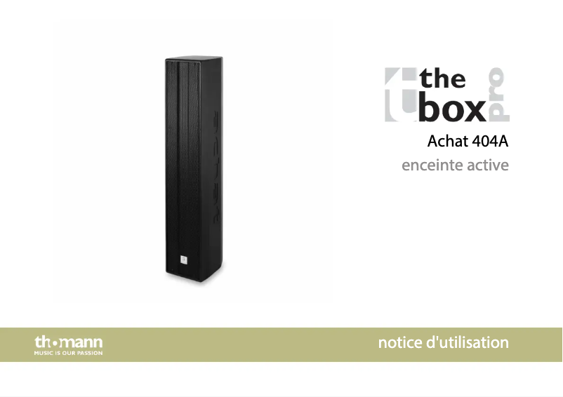 Page 1 de la notice Manuel utilisateur The Box Pro Achat 404 A