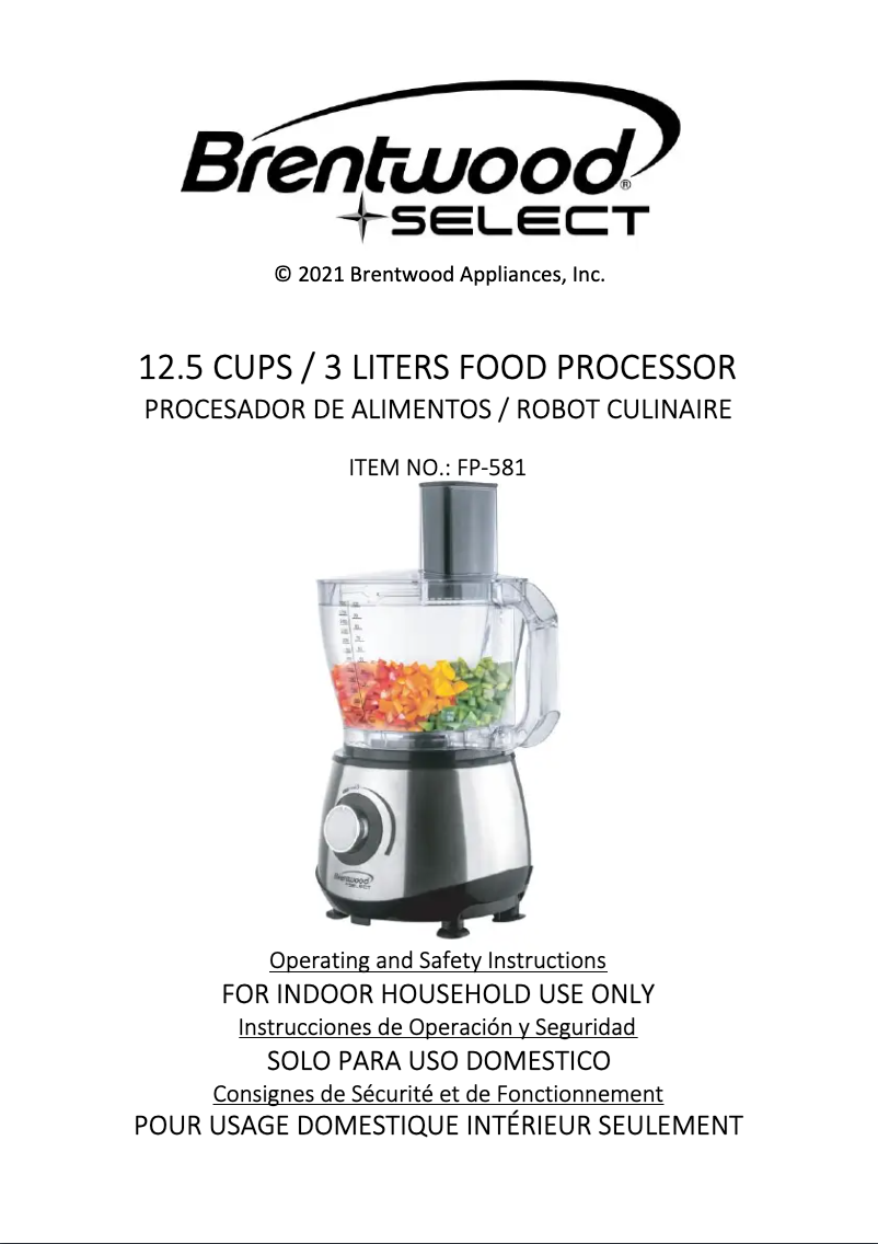 Page n°1 - Manuel utilisateur Brentwood FP-581