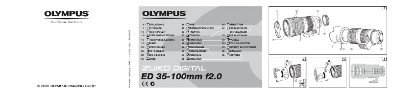 Page 1 de la notice Manuel utilisateur Olympus ZUIKO DIGITAL ED 35‑100mm 1:2.0