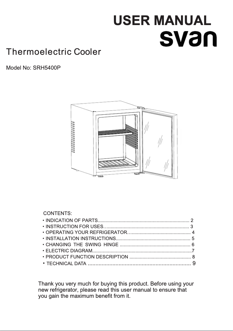 Page 1 de la notice Manuel utilisateur SVAN SRH5400P