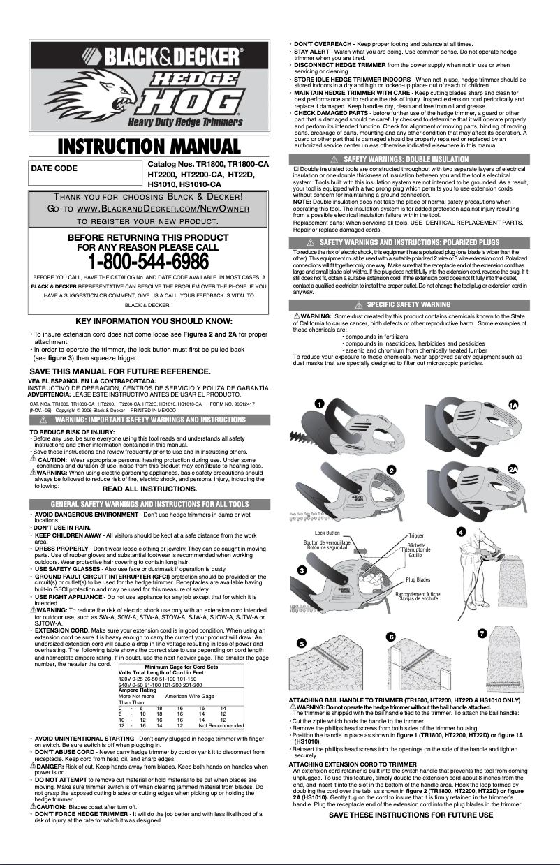 Page 1 de la notice Manuel utilisateur Black & Decker HT22D