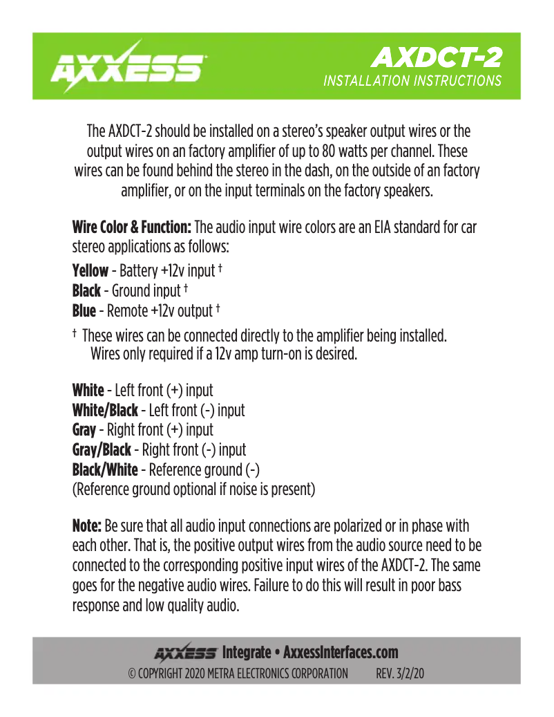 Image de la première page du manuel de l'appareil AXDCT-2