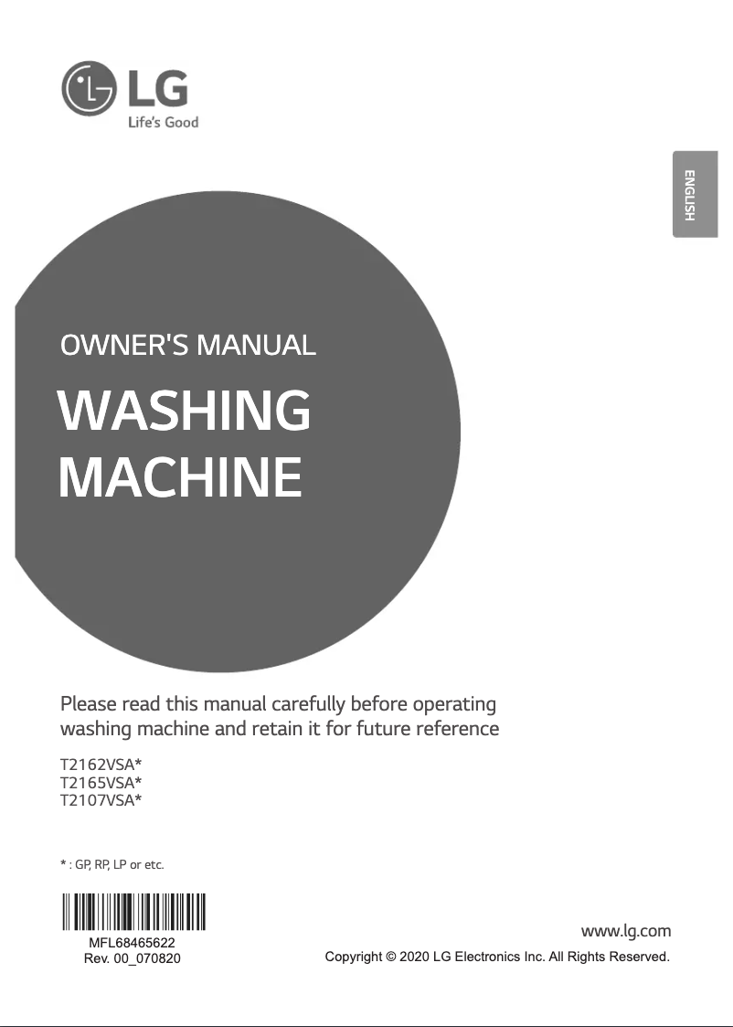 Page 1 de la notice Manuel utilisateur LG T2107VSAGP