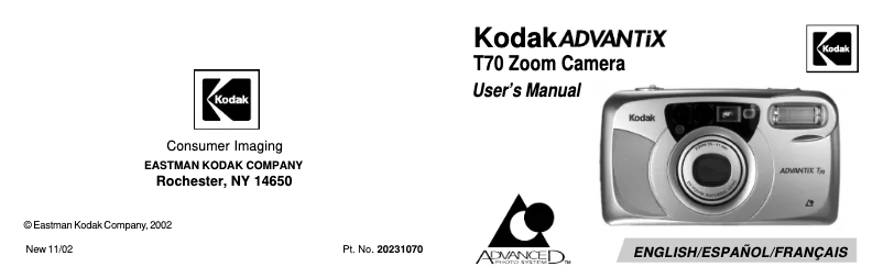 Page n°1 - Manuel utilisateur Kodak Advantix T70