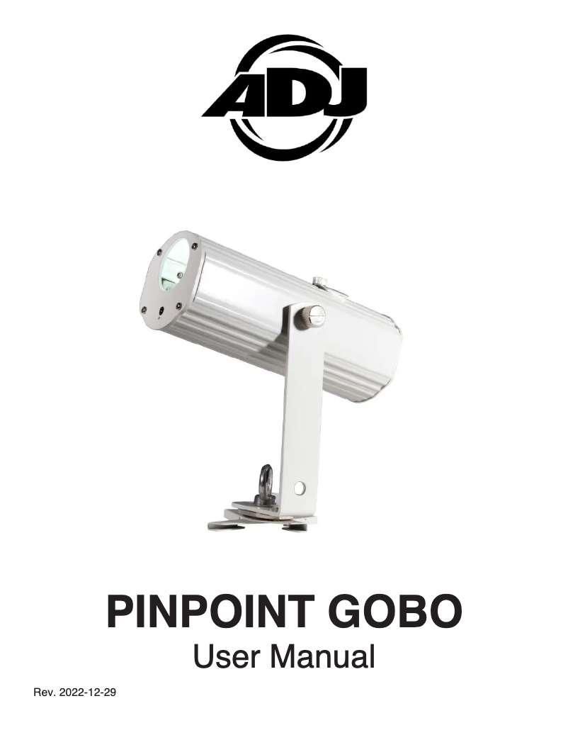 Image de la première page du manuel de l'appareil PinPoint Gobo