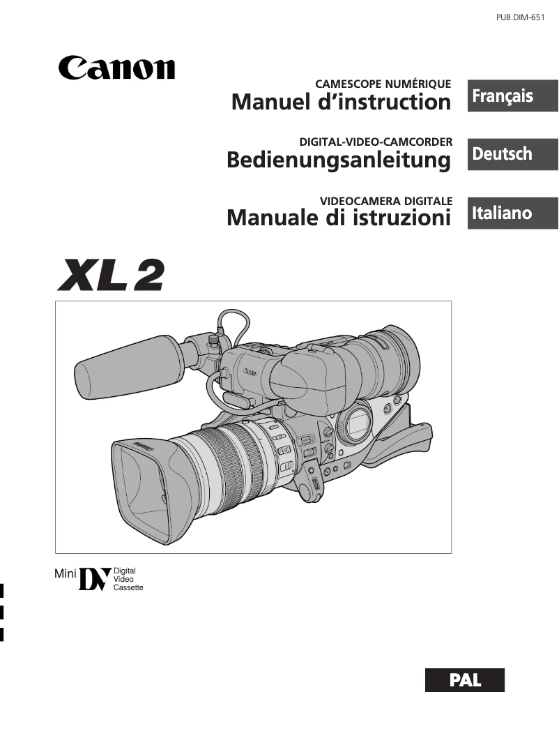 Page 1 de la notice Manuel utilisateur Canon XL2