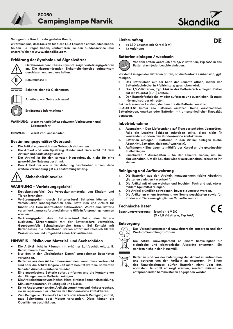 Page n°1 - Manuel utilisateur Skandika Narvik