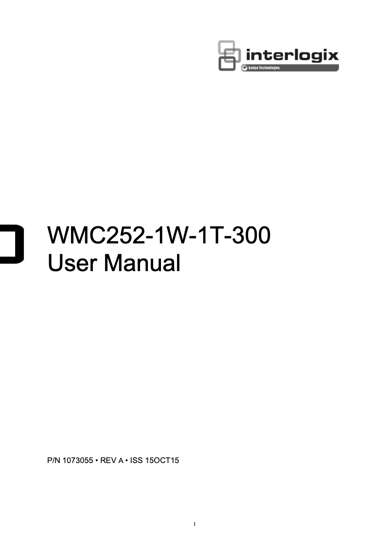 Page n°1 - Manuel utilisateur Interlogix WMC252-1W-1T-300