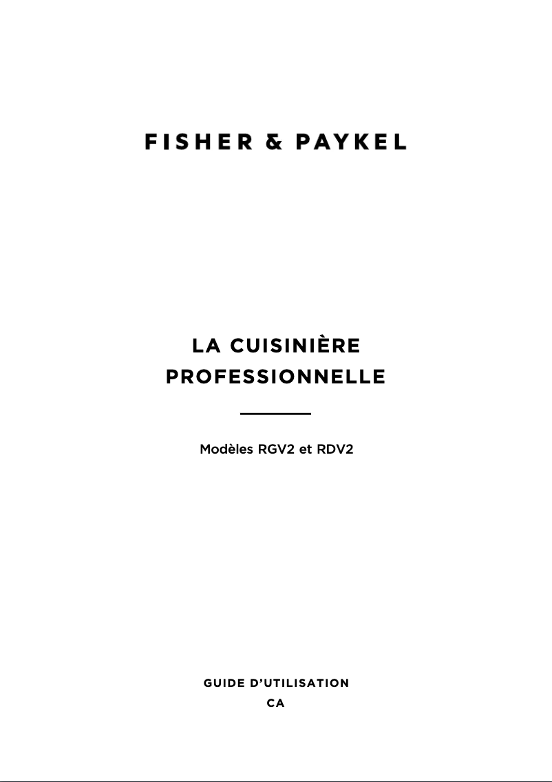 Page n°1 - Guide d'installation Fisher & Paykel RGV2-488