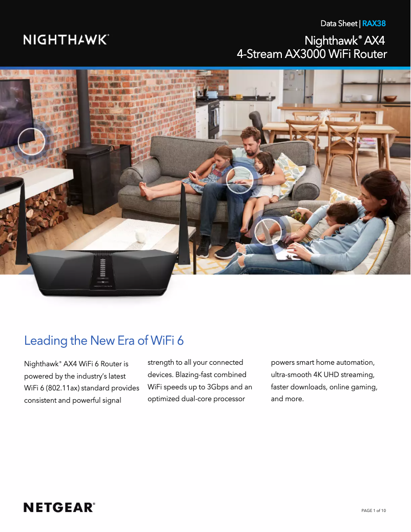 Page 1 de la notice Fiche technique Netgear Nighthawk AX4 RAX38
