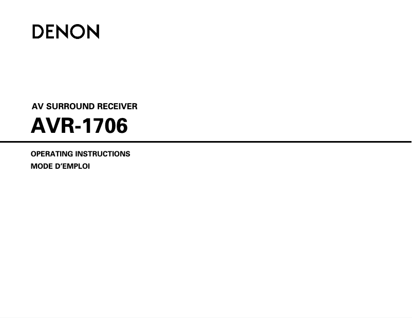 Page n°1 - Manuel utilisateur Denon AVR-1706
