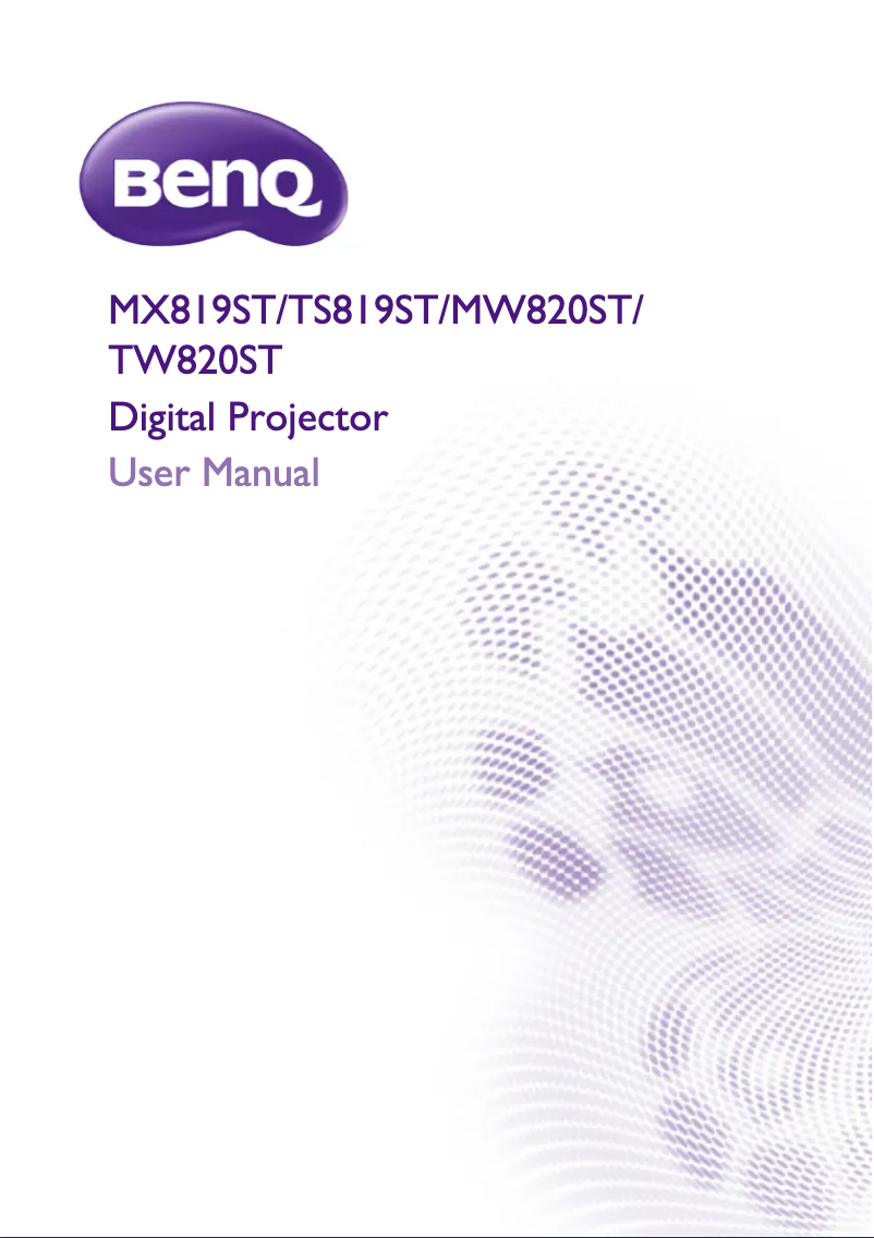 Page n°1 - Manuel utilisateur BenQ MW820ST