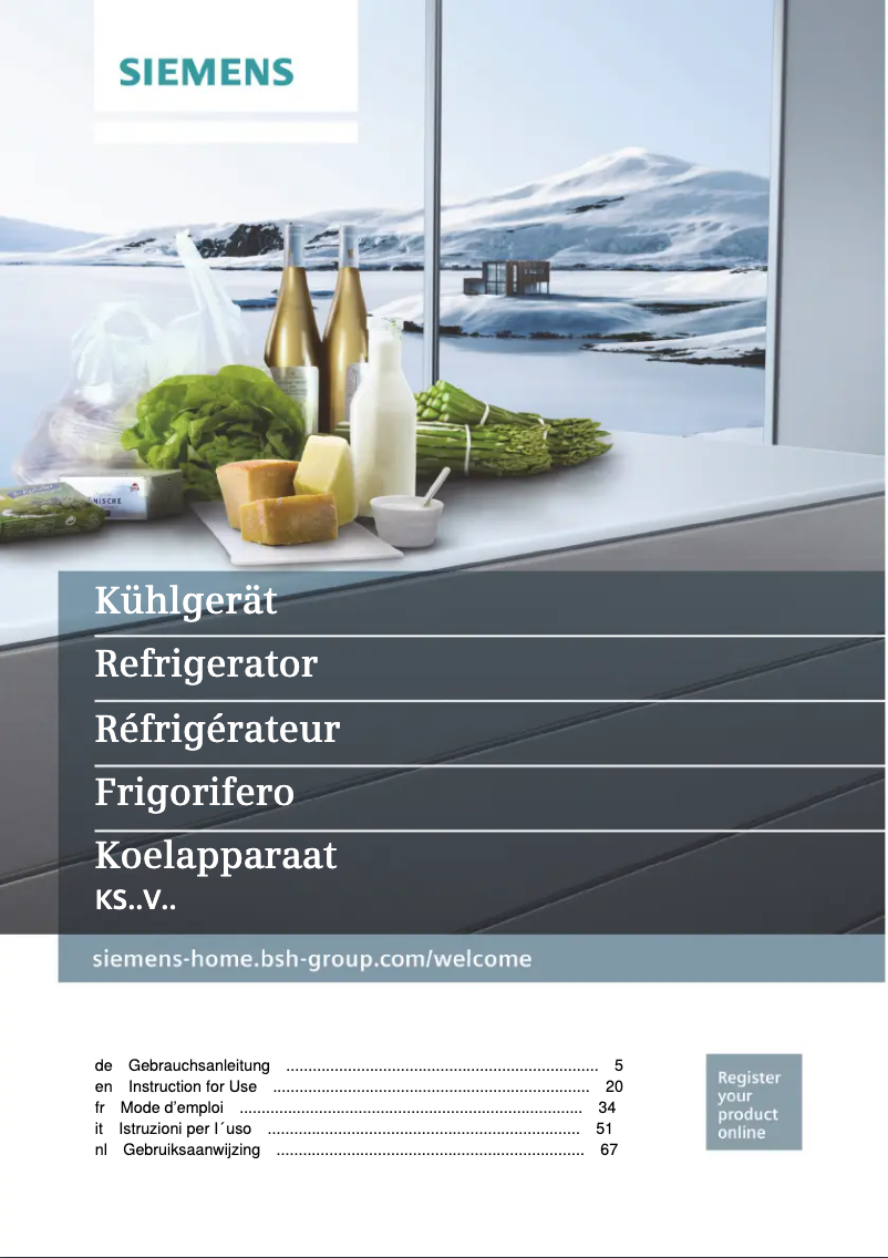 Page 1 de la notice Manuel utilisateur Siemens KS29VVWEP