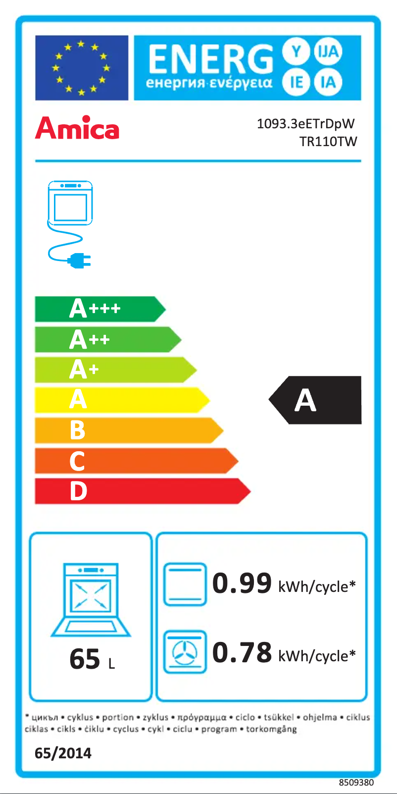 Page 1 de la notice Manuel utilisateur Amica TR110TW