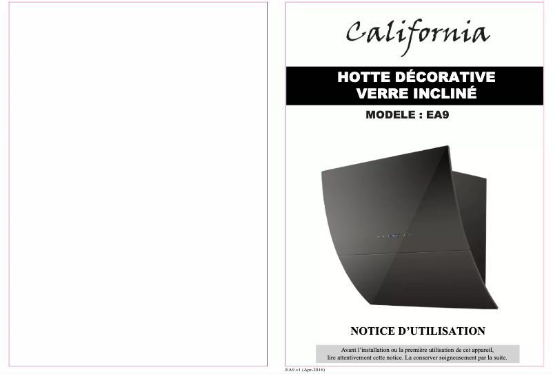 Page n°1 - Manuel utilisateur California EA9