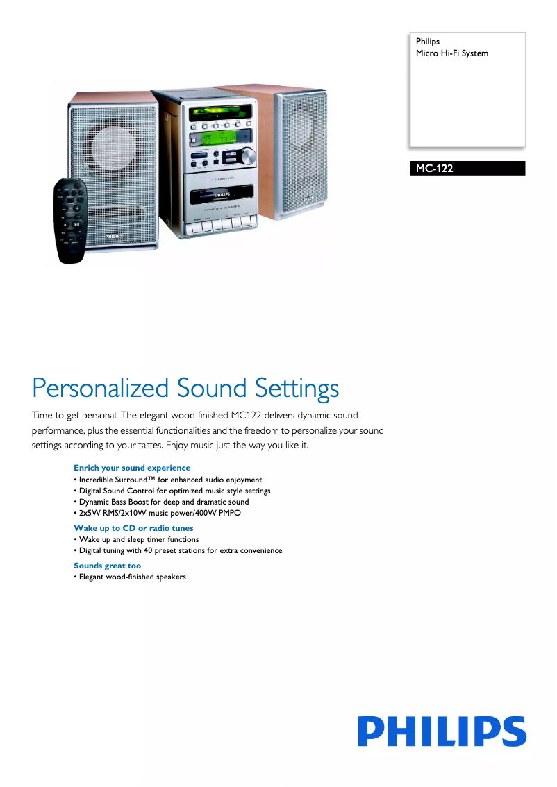 Page n°1 - Brochure Philips MC-122