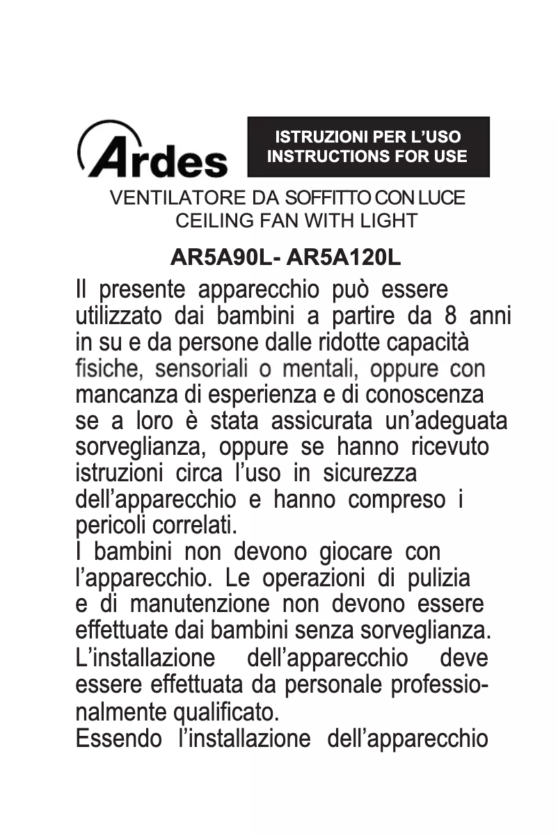 Page n°1 - Manuel utilisateur Ardes AR5A90L