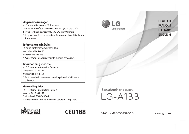 Página 1 del manual Manual de usuario LG A133