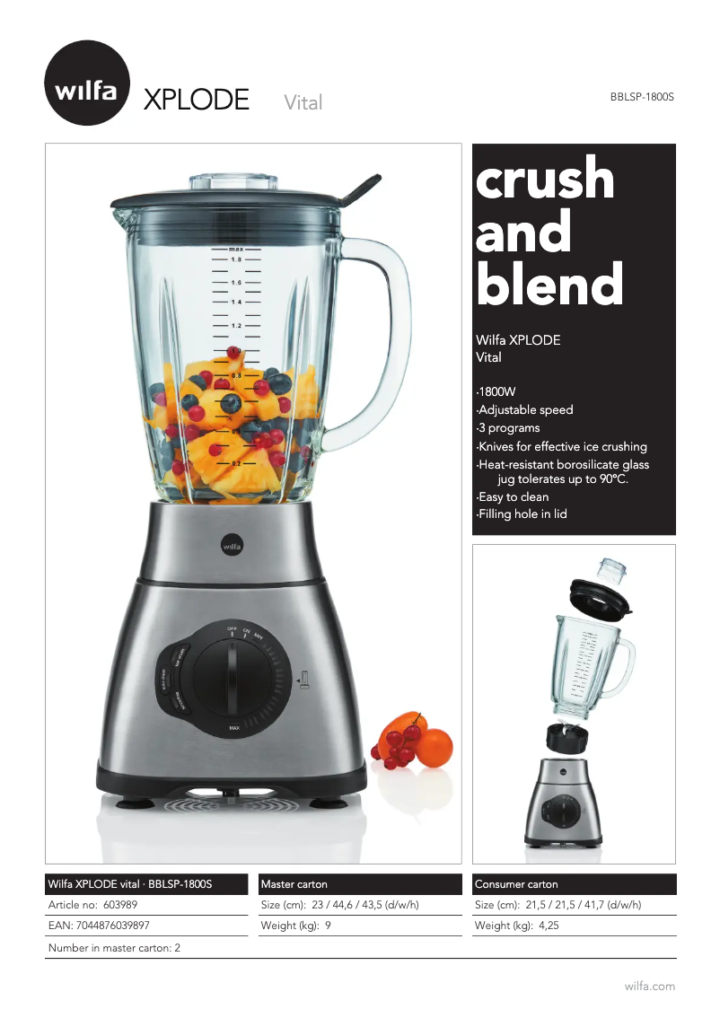 Image de la première page du manuel de l'appareil Xplode Vital BBLSP-1800S