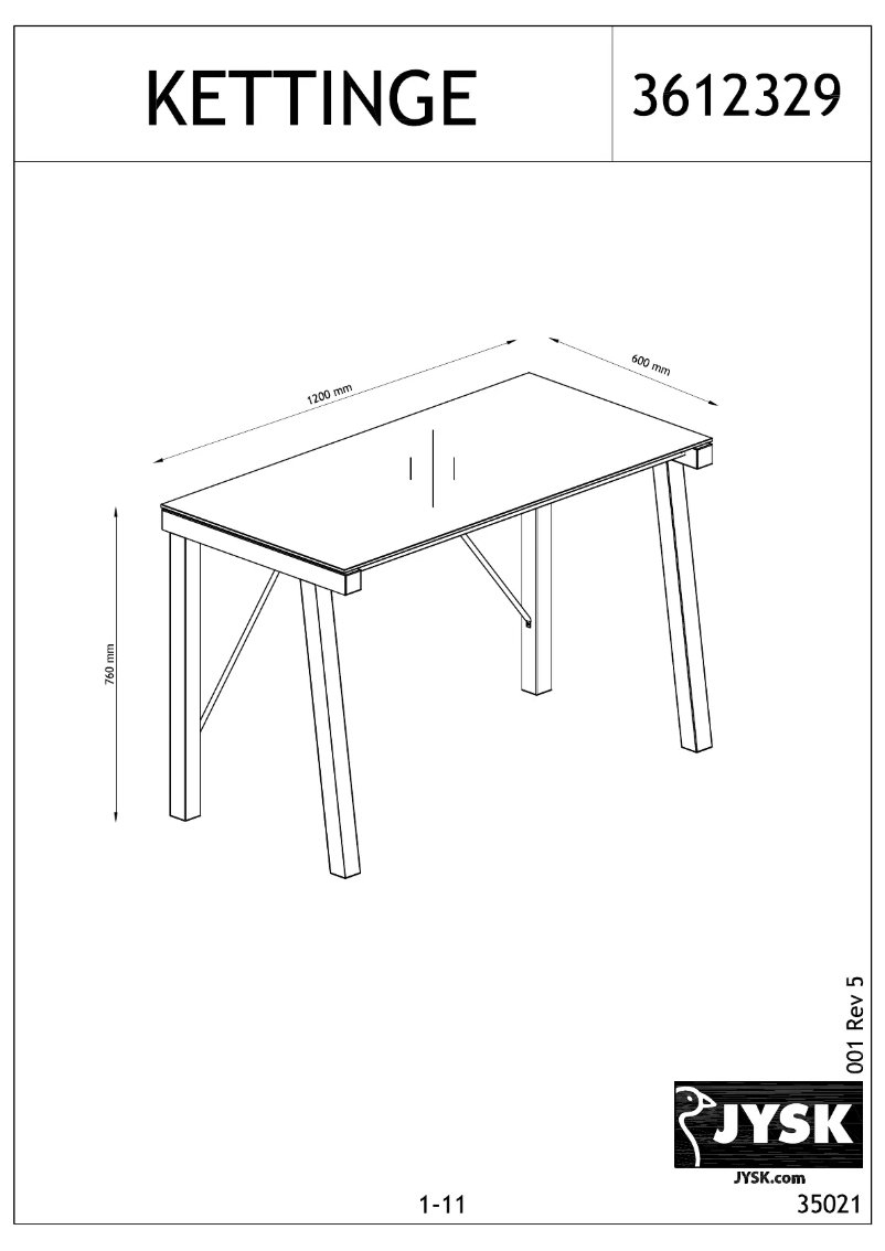 Page n°1 - Manuel utilisateur JYSK Kettinge (120x75x60)