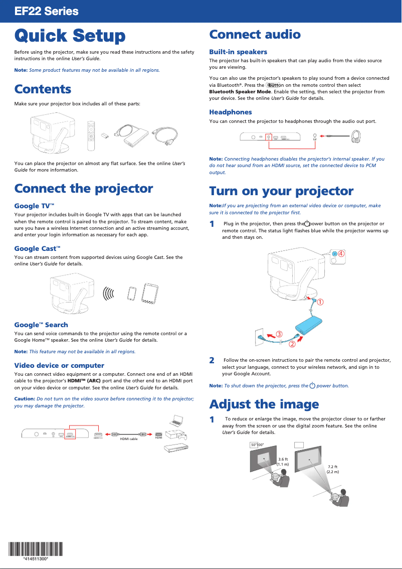 Page 1 de la notice Manuel utilisateur Epson EF22N