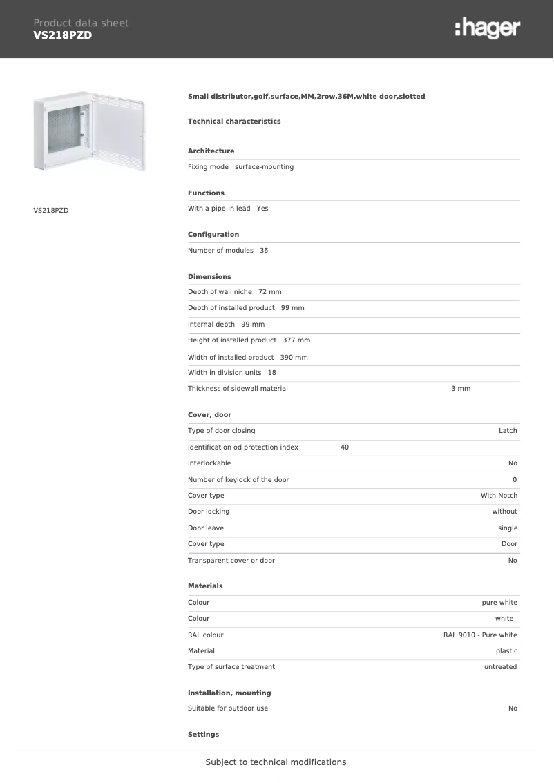 Image de la première page du manuel de l'appareil VS218PZD