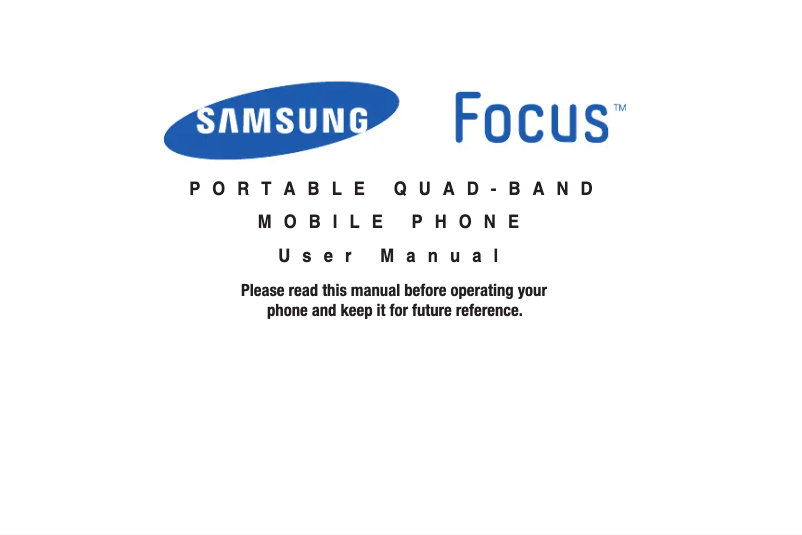 Page n°1 - Manuel utilisateur Samsung Focus