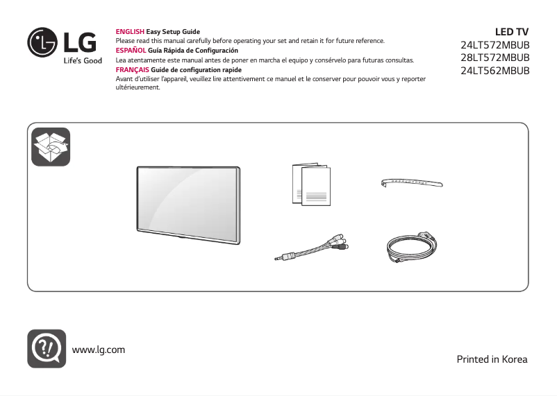 Page 1 de la notice Manuel utilisateur LG 24LT572MBUB