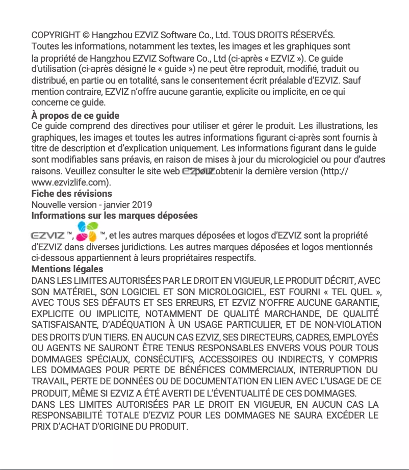 Page 1 de la notice Manuel utilisateur EZVIZ TY2