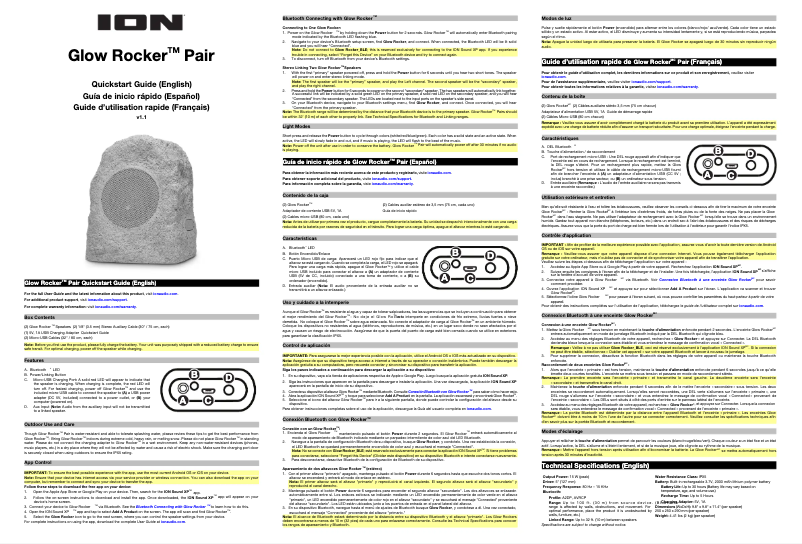 Page n°1 - Guide de démarrage rapide ION Glow Rocker