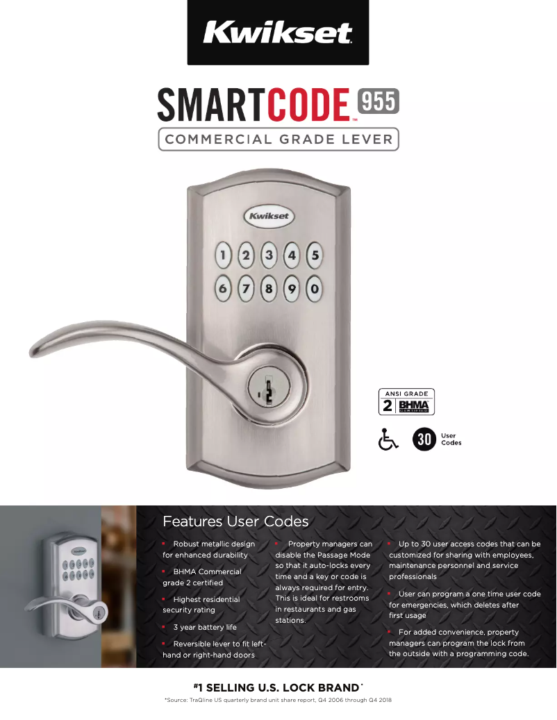 Page 1 de la notice Manuel utilisateur Kwikset SmartCode 955