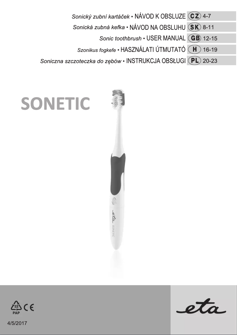 Page 1 de la notice Manuel utilisateur Eta Sonetic 0709 90010